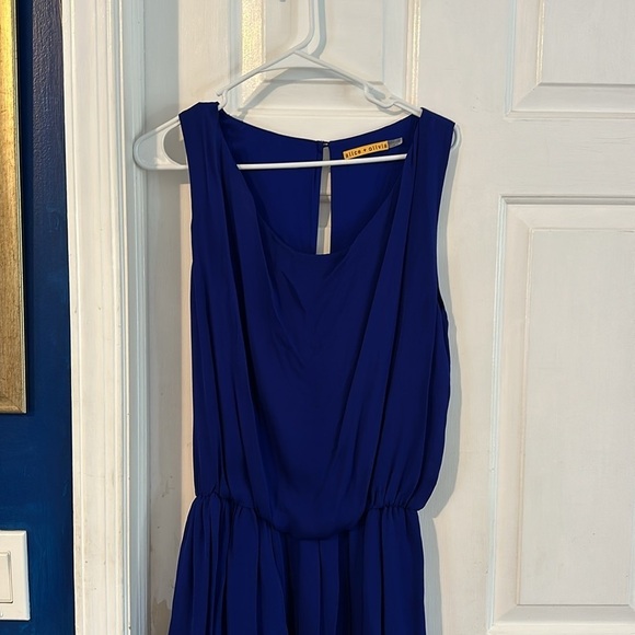 Women’s ALICE + OLIVIA Cobalt Blue SILK Sleeveless Blouson Mini Dress Size S - Picture 3 of 12